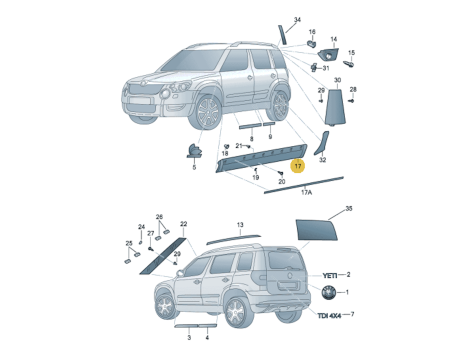 NEW ORIGINAL SILL STRIP RIGHT SKODA YETI 5L6 MONE CARLO 5L0071685A 5L6853752 - 3