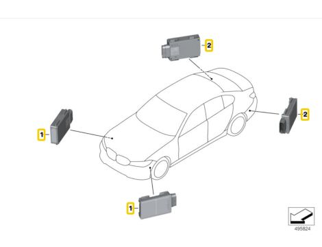 RADAR SENSOR LANE CHANGE SENSOR BMW 1′ F40 2′ F44 3′ G20 G21 5′ G30 G31 F90 6′ G32 7′ G11 G12 LCI 8′ G14 G15 G16 F91 F92 F93 X3 G01 F97 X4 G02 F98 X5 G05 X6 G06 X7 G07 Z4 G29 66326890645 - 5